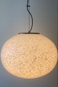 D:42 cm Vintage Murano Vetri hvid moon pendel loftlampe med messing