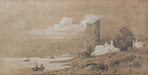 Teodoro Duclère (1812 – 1869) - Paesaggio con torre