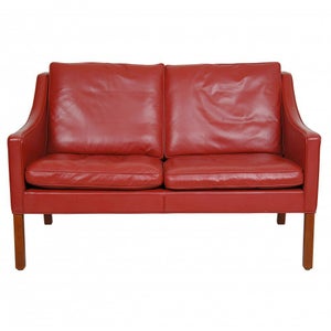 Børge Mogensen 2208 2.pers sofa i patineret rødt læder