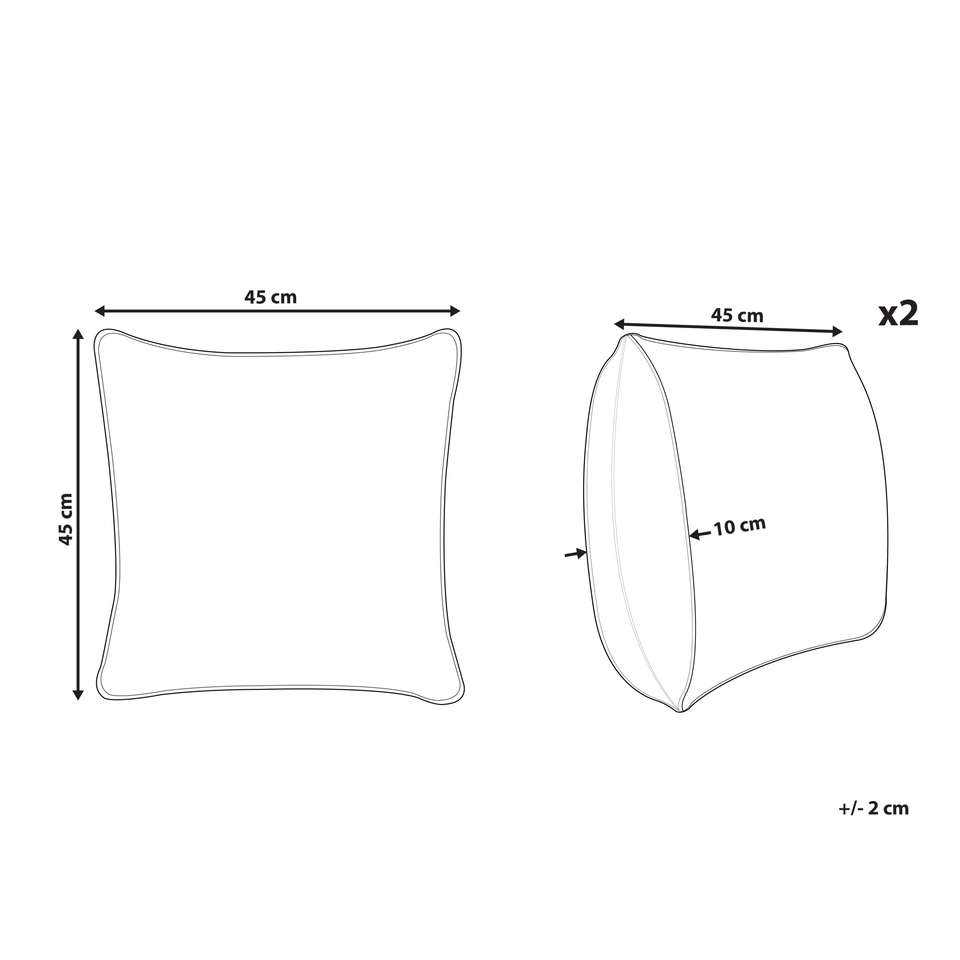 2 dekorative jutepuder 45 x 45 cm beige DESALIX