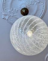 Vintage Murano white pattern round ceiling lamp...
