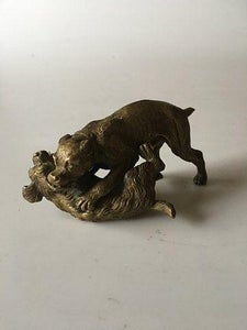 Bronze Figur af to hunde der slås VI SENDER