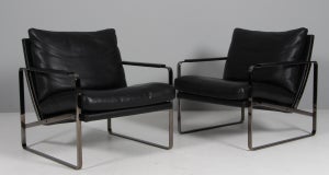 Preben Fabricius. Lænestol, model 710, Conversation Chair i sort anilin læder