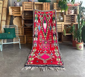 Vintage rødt berber marokkansk tæppe - marokkansk håndværk - GRATIS forsendel...