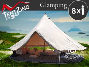Glampingtelt TentZing®, 6x6m, 8 Personer, Sand
