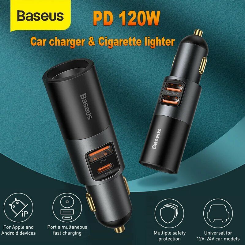 Baseus 120W bil mobiloplader Type C USB PD3.0 Hu...