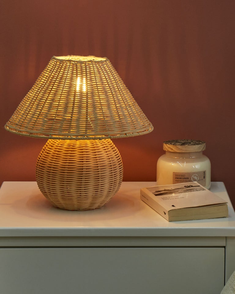 Rattan-bordlampe natur CINDER