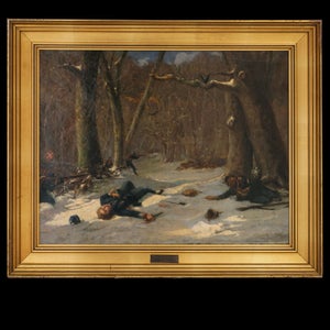 David Jacobsen, 1821-71, olie på lærred. "En Træfning i Skov