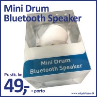 Brugt, Højttaler, Mini Drum Bluetooth Speaker, Mini Drum Bluetooth Speaker, Mini Drum Bluetooth Speaker

Lad dig ikke narre af størrelsen på denne Mini Drum Bluetooth Speaker. Den er måske lille lille, men er fuld af power.
Den leveres med en nøglering, USB-ledning og en brugervejledning. Det kan hente og / eller oprette opkald og indeholder høj lydstyrke. Der er ca, 10 m rækkevidde det gør den helt perfekt til inden- og udendørs brug. 
Køb den og gå med denne fantastiske højttaler! 
Du vil... til salg  Nørresundby