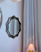 Vintage Italian mirror with golden brown facete...