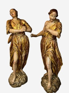 Skulptur, Allégorie de deux Saintes, Venise, fin du 17e siècle - 185 cm - Træ
