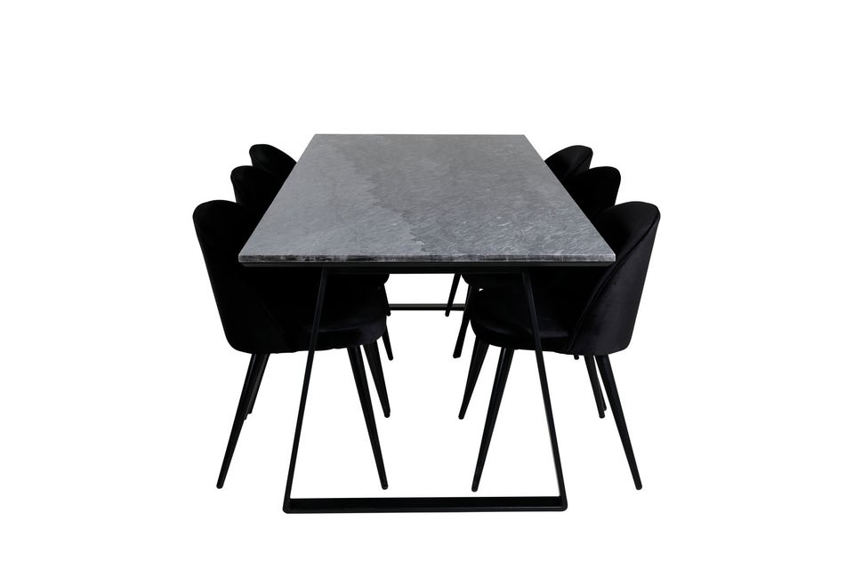 EstelleBLBL spisebordssæt spisebord sort, marmor...