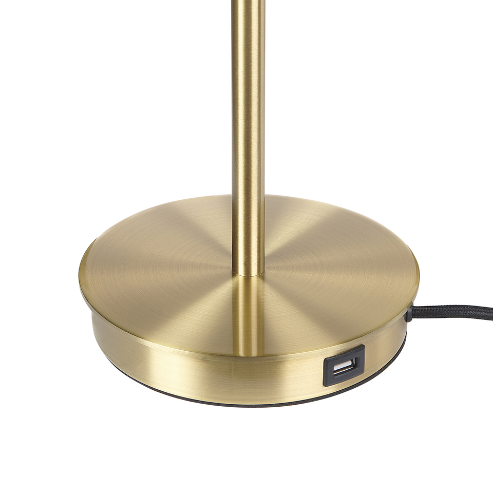 Metal bordlampe guld med USB-port ARIPO