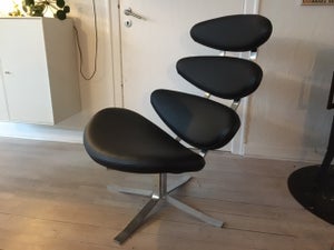 Corona stol i ny polstret sort classic læder