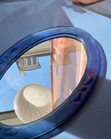 Large vintage Italian mirror with blue mirror f...