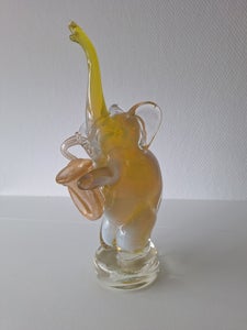 Murano glasfigur - Elefant med trompet