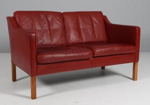 Børge Mogensen to personers sofa, model 2422. Original læder.
