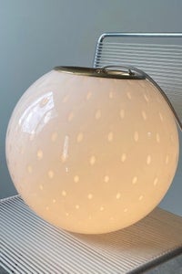 D:35 cm Vintage Murano hvid pendel loftlampe med bobler 