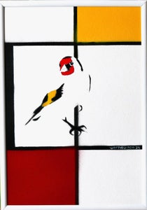 Jos Verheugen - Free after Mondrian, with goldfinch (A238)
