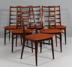 Niels Koefoed. Sæt på seks stole. model ‘Lis’ af palisander