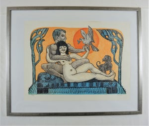 Henry Heerup, litografi, sign. og nr. "Fredspanorama".