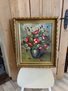 Eva Harriet Hansen - vase med blomster - oliemaleri
