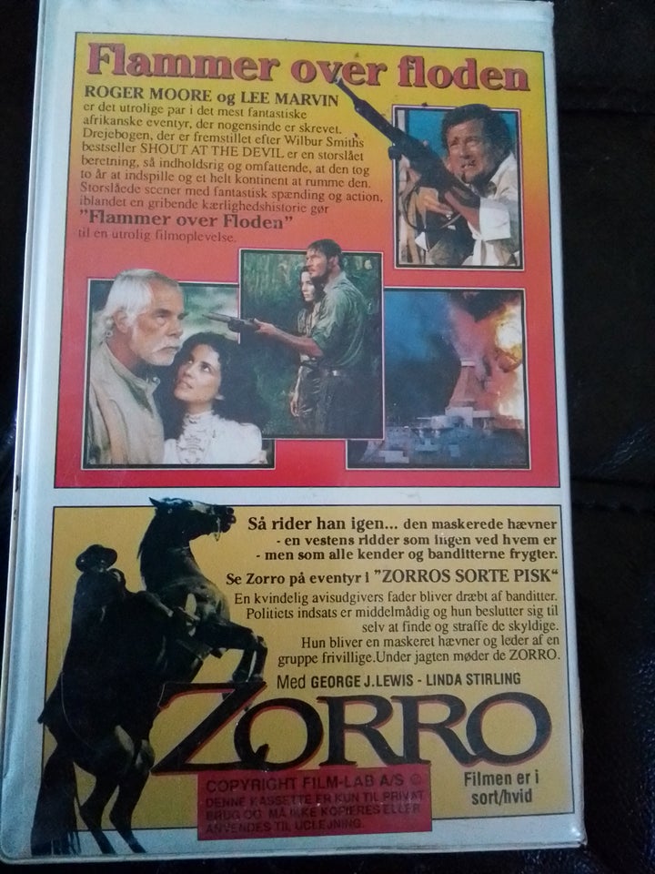 Flammer over floden og Zorro vhs