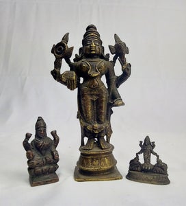 Statue - Agat, Forgyldt bronze, Lapis Lazuli, Turkis - Avalokitesvara, Bodhis...