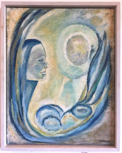 Ubekendt kunstner, 20. årh - maleri - komposition med kvinde